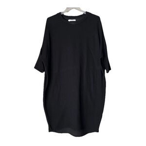 Pull & Bear Women’s Oversized Drop Shoulder Black Fleece Dress Tunic Shift Top S